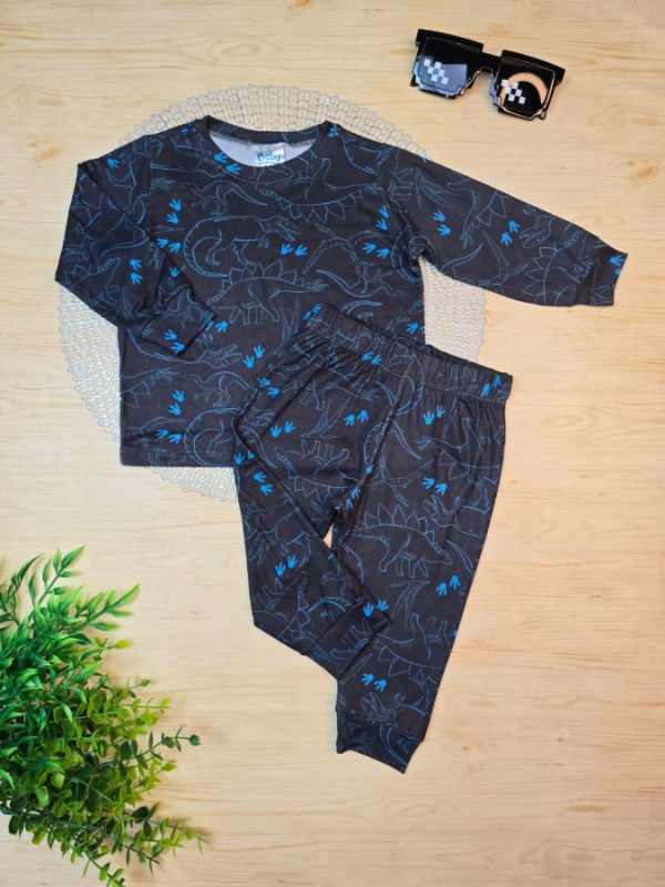 Pijama Infantil Longo Pele de Pêssego Estampado – Dinossauro