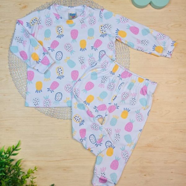 Pijama Infantil de Menina  Longo Pele de Pêssego - Abacaxi