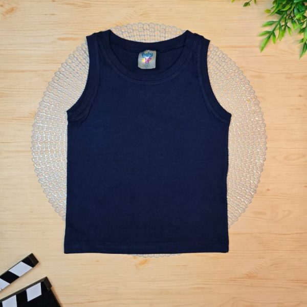 Regata Infantil Lisa de Menino em 100% Algodão - Azul Marinho