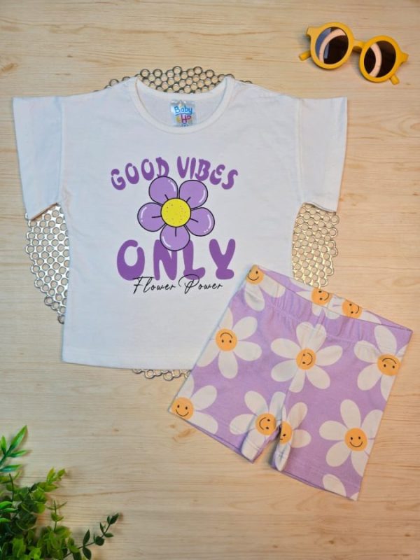 Conjunto Infantil Blusa e Ciclista - Margaridas