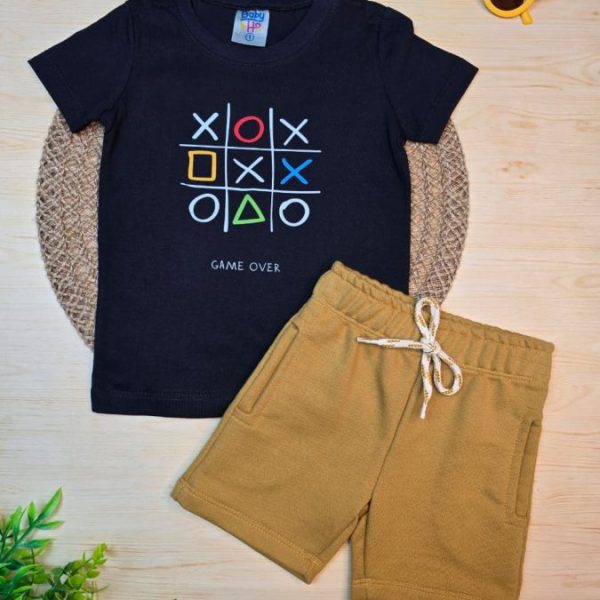 Conjunto Infantil Camiseta e Bermuda Moletinho- Game