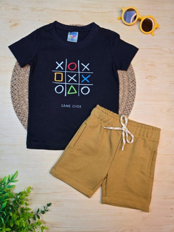Conjunto Infantil Camiseta e Bermuda Moletinho- Game