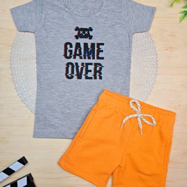 Conjunto Infantil Camiseta e Bermuda Moletinho- Game Over