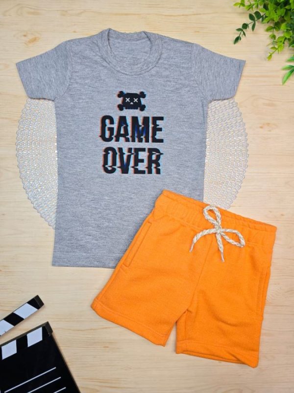 Conjunto Infantil Camiseta e Bermuda Moletinho- Game Over