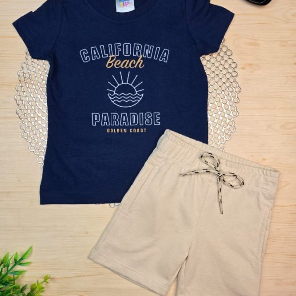 Conjunto Infantil Camiseta e Bermuda Moletinho - Califórnia