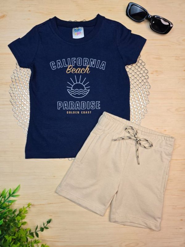 Conjunto Infantil Camiseta e Bermuda Moletinho - Califórnia