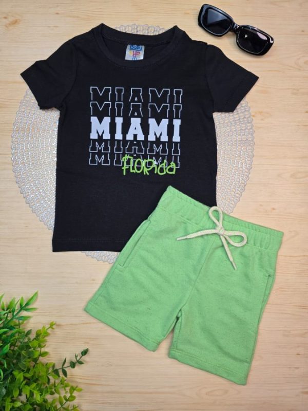 Conjunto Infantil Camiseta e Bermuda Moletinho- Miami