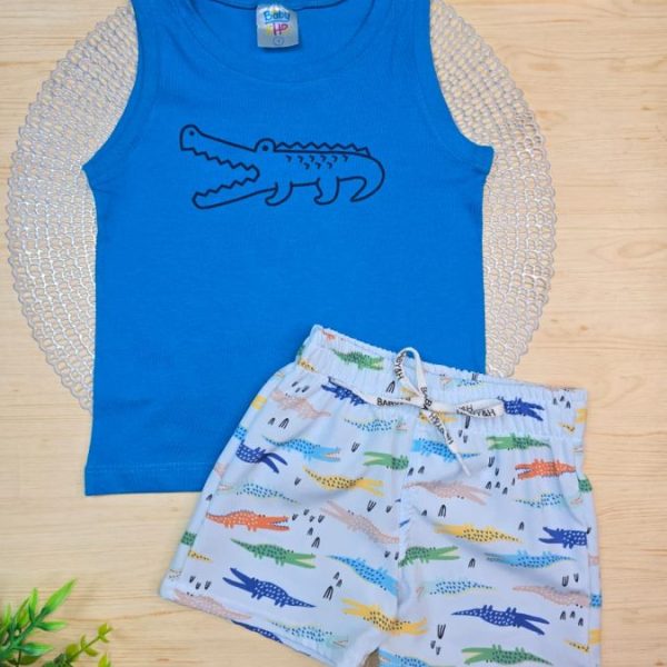 Conjunto Infantil Menino Regata e Shorts Tactel - Jacaré