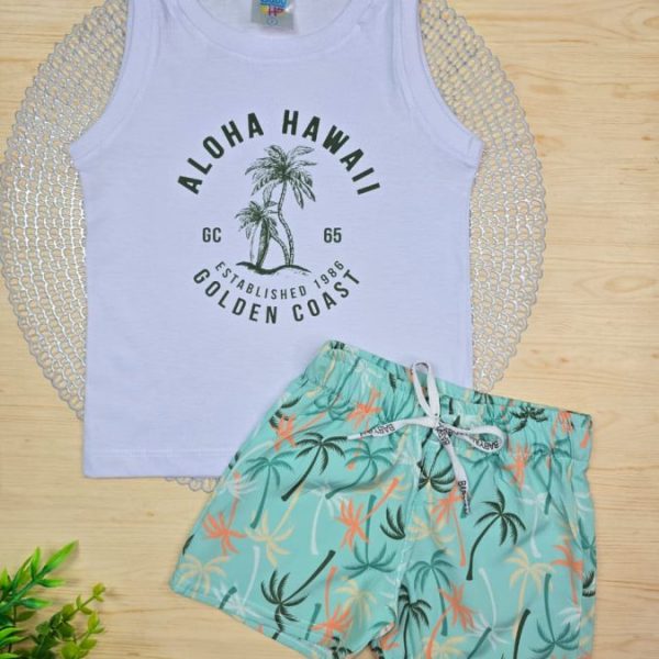 Conjunto Infantil Menino Regata e Shorts Tactel - Coqueiros