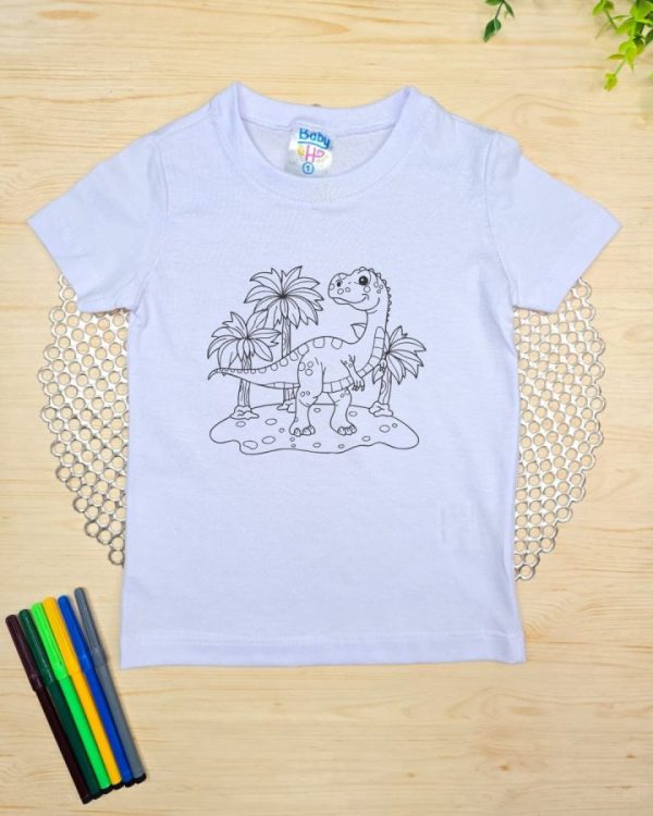 Camiseta Infantil Manga Curta Mágica - Dinossauro