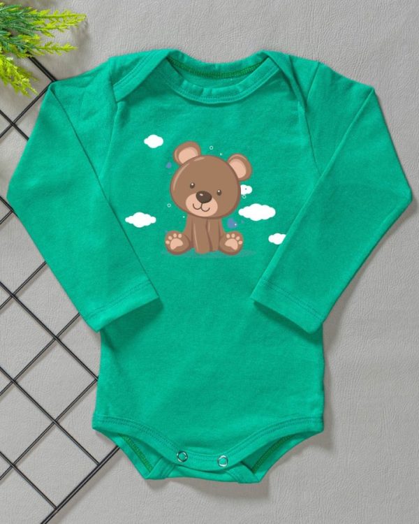 Body para Bebê Manga Longa Verde Ursinho