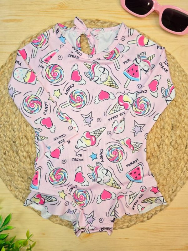 Maiô Praia Proteção UV 50+ Unicórnio