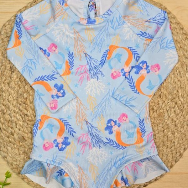 Maiô Para Bebê Menina Proteção UV 50+ Praia e Piscina Sereia
