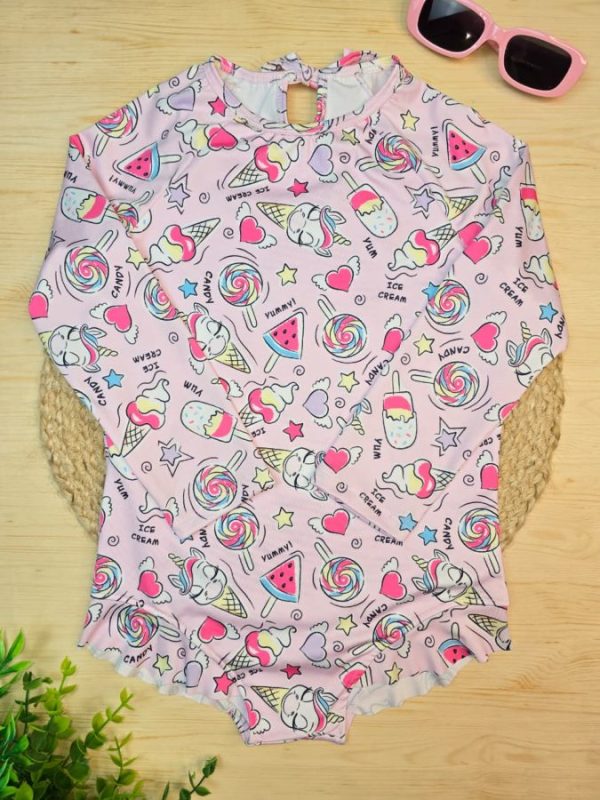 Maiô Praia Proteção UV 50+ Unicórnio