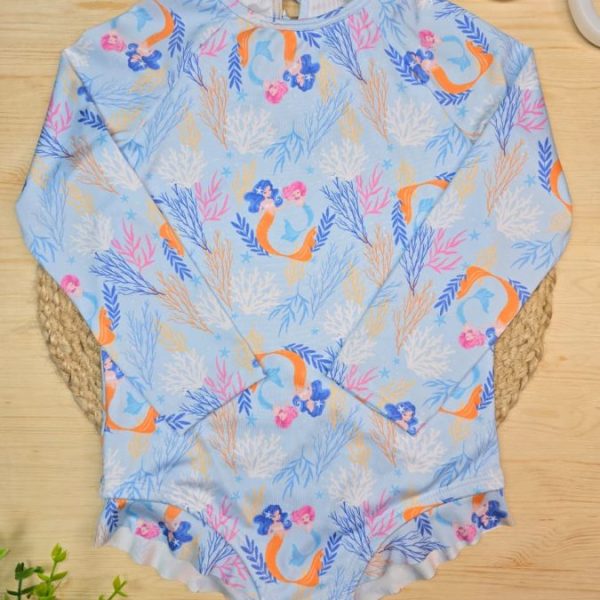 Maiô Infantil de Menina Proteção UV 50+ Praia e Piscina Sereia