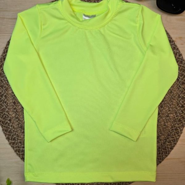 Camiseta Infantil de Menino Proteção UV 50+ Praia e Piscina Amarelo Neon
