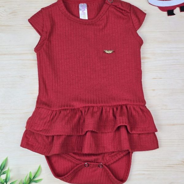 Body Babado Canelado Vermelho