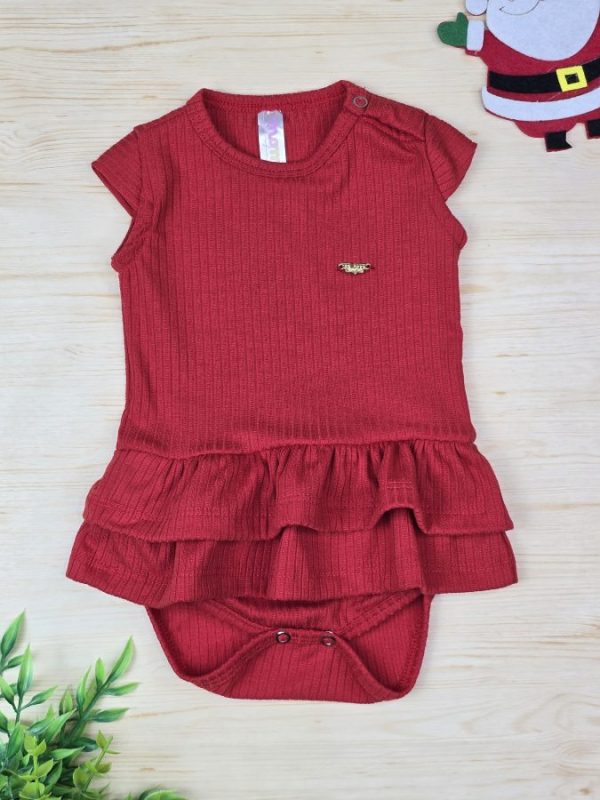 Body Babado Canelado Vermelho