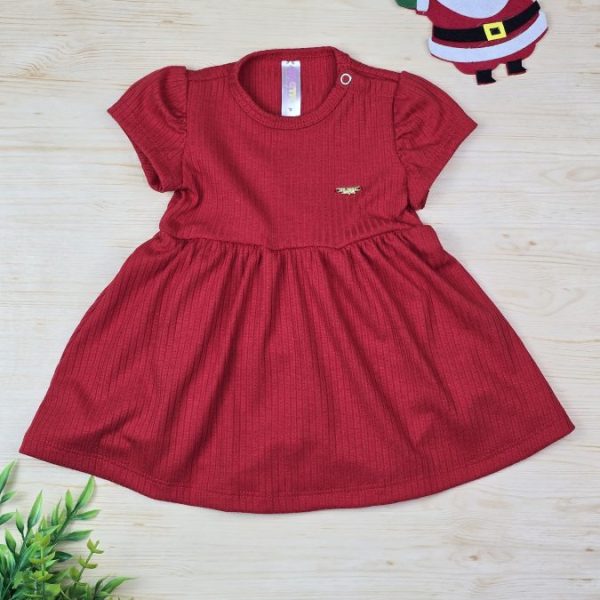 Body Vestido Curto Canelado Vermelho