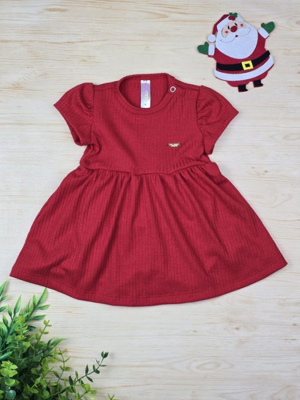 Body Vestido Curto Canelado Vermelho