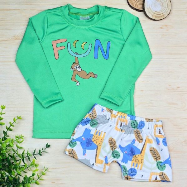 Conjunto Infantil de Menino Proteção UV 50+ Praia e Piscina Safari