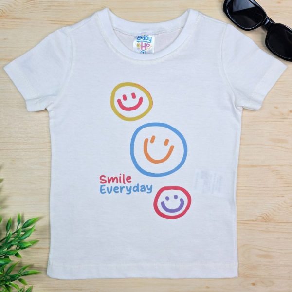 Camiseta Curta Infantil de Menino em 100% Algodão - Off  Smile