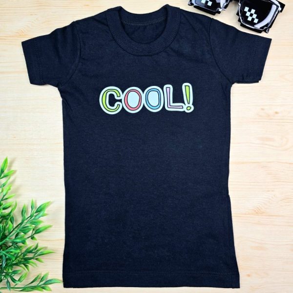 Camiseta Curta Infantil de Menina em 100% Algodão - Preta Cool