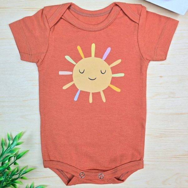 Body Curto para Bebê Ferrugem Sol