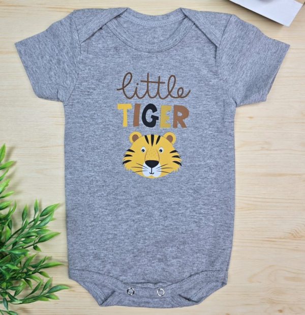 Body Curto para Bebê Mescla Tigre