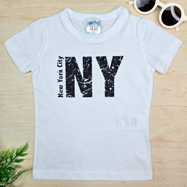 Camiseta Curta Infantil de Menino em 100% Algodão -Off NY