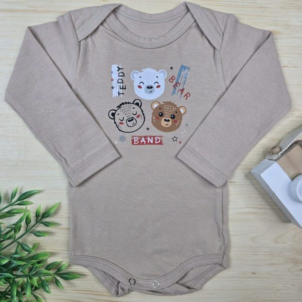 Body Longo para Bebê  Menino Tigre Bege