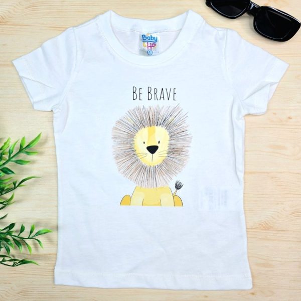 Camiseta Curta Infantil de Menino em 100% Algodão - Off Be Brave