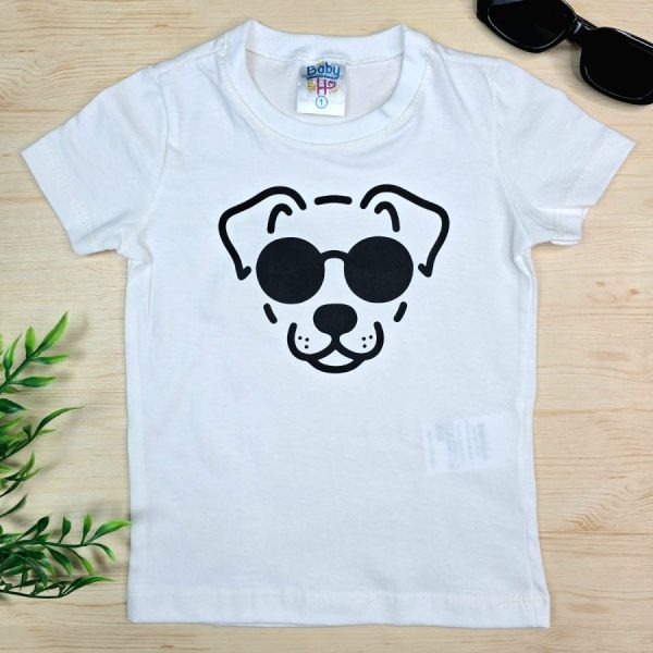 Camiseta Curta Infantil de Menino em 100% Algodão - Off Dog