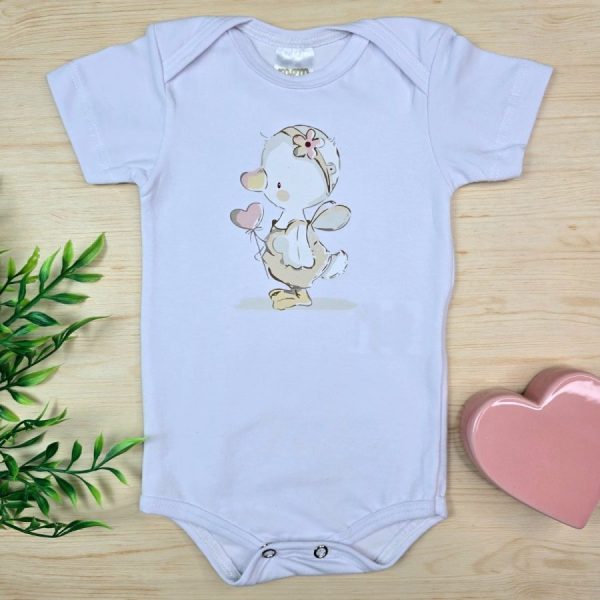 Body Curto para Bebê Branco Patinha