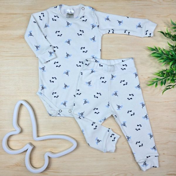 Conjunto Bebê Menina Pijama Pagão Algodão Premium-Off Flores/Coração