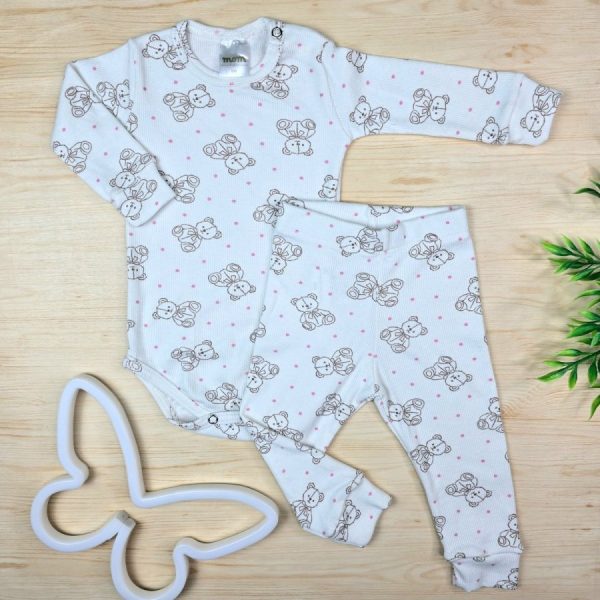 Conjunto Bebê Menina Pijama Pagão Ribana Premium-Off Ursa