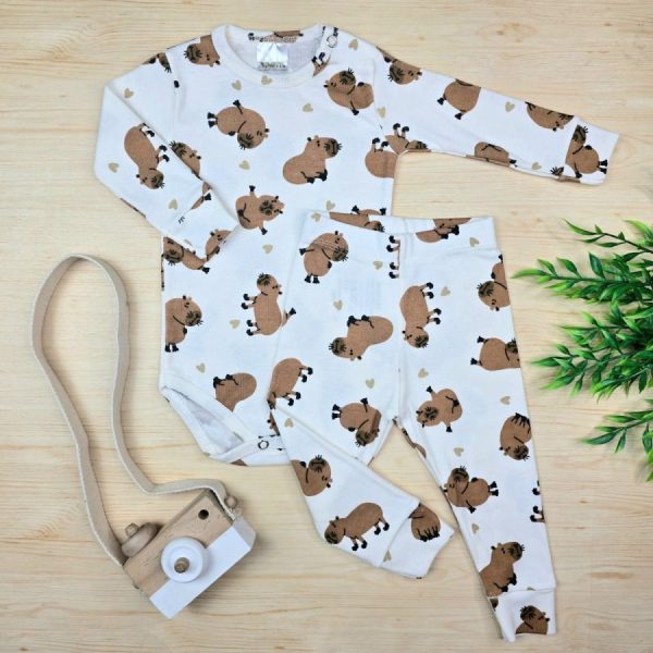 Conjunto Bebê Menino Pijama Pagão Algodão Premium-Off Capivara