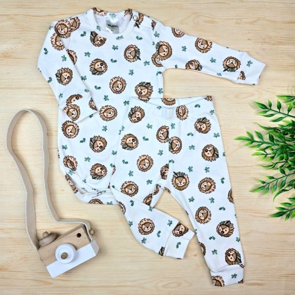 Conjunto Bebê Menino Pijama Pagão Algodão Premium-Off Leãozinho