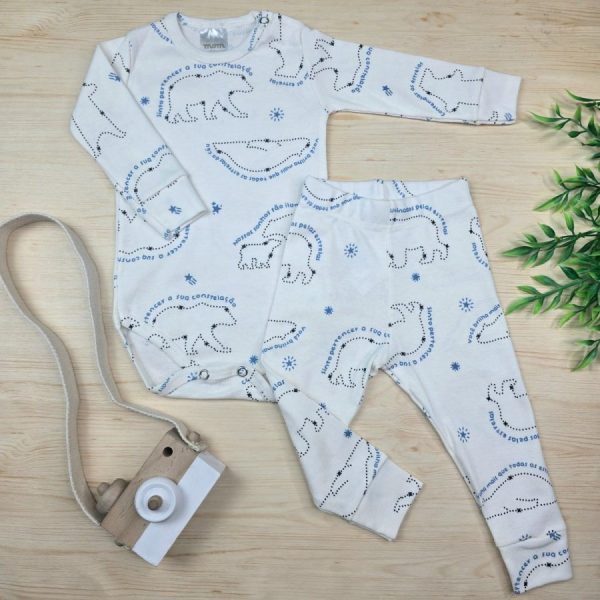 Conjunto Bebê Menino Pijama Pagão Algodão Premium-Off Urso Polar