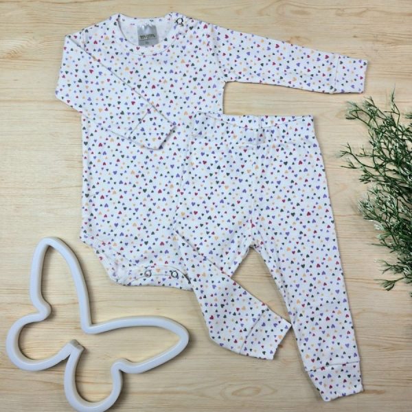 Conjunto Bebê Menina Pijama Pagão Algodão Premium-Off Corações Coloridos