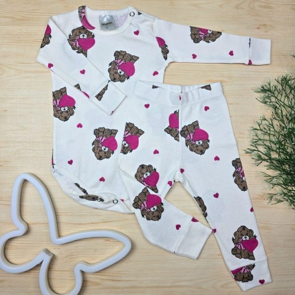 Conjunto Bebê Menina Pijama Pagão Algodão Premium-Off Cachorro Love