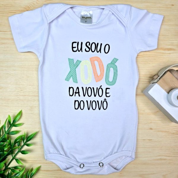 Body Curto para Bebê Branco Xodó da Vovó e Vovô