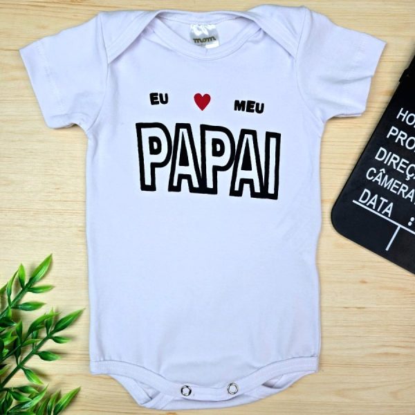 Body Curto para Bebê Branco Eu Amo meu Papai