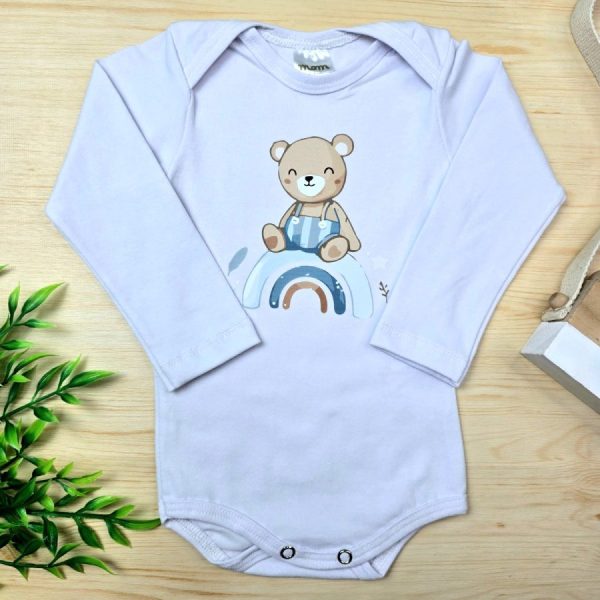 Body Longo Bebê Branco Ursinho