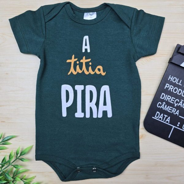 Body Curto para Bebê Verde Musgo A Titia Pira