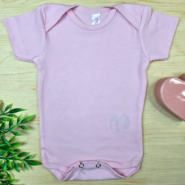 Body Curto Para Bebê Menina Rosa Liso