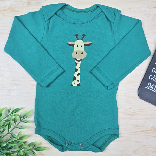 Body Para Bebê Menino Manga Longa Verde-Girafa