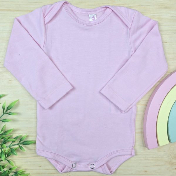 Body para Bebê Menina Manga Longa- Rosa