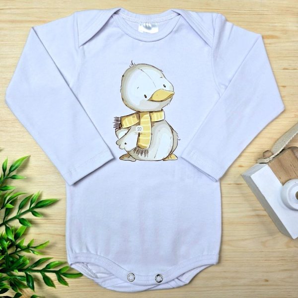 Body para Bebê Branco Manga Longa- Patinho