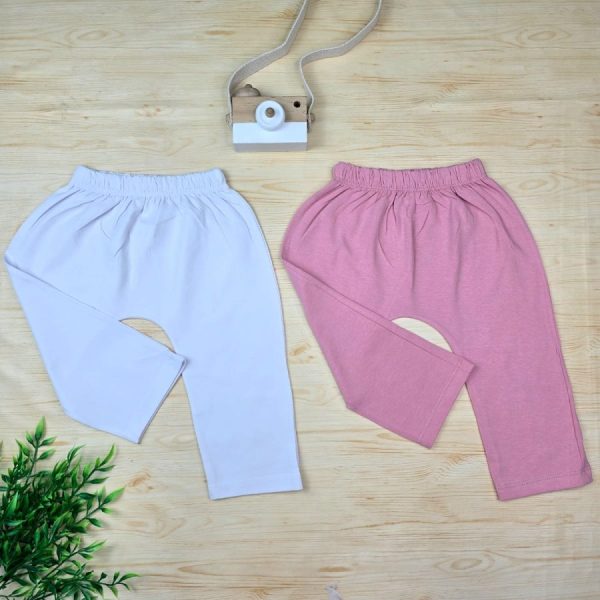 Kit 2 Calças em Cotton para Bebê – Rosê e Branca